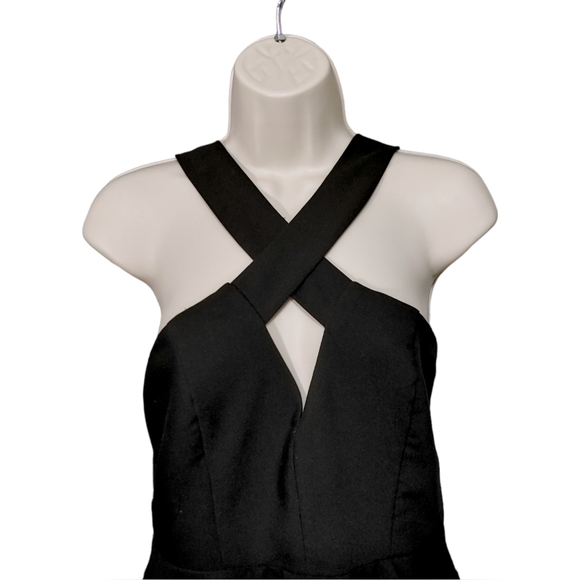 Lulu's Norma Black Cross Strap Skater Mini Dress Women's Size Medium M - Picture 6 of 13
